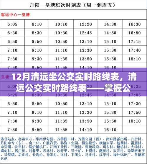 清遠(yuǎn)公交實(shí)時(shí)路線表,掌握公共交通出行信息的三大要點(diǎn)及12月最新路線表